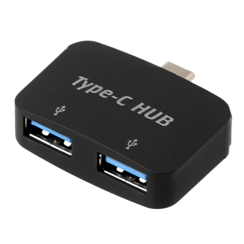 

Type-c to 2-port USB 2.0 HUB Connect Mouse Keyboard USB Flash Disk Expander black