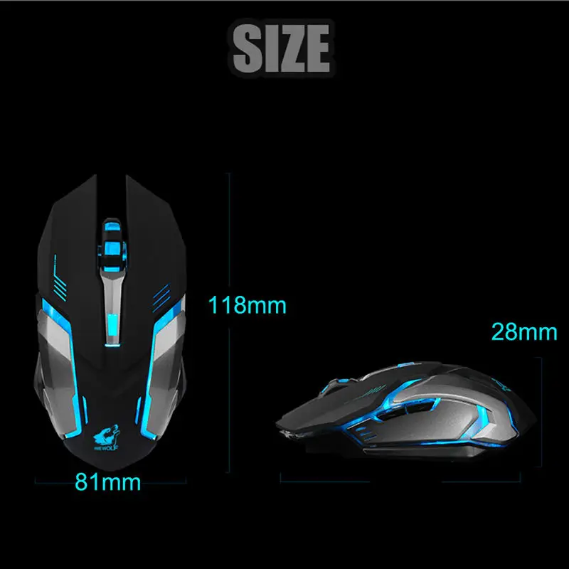 ZIYOU LANG перезаряжаемая X7 Беспроводная светодиодная подсветка USB оптическая