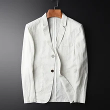 MINGLU блейзер мужской льняной пиджак весна осень повседневный мужской однобортный пиджак высокого качества Размер M-L-XL-2XL-3XL-4XL