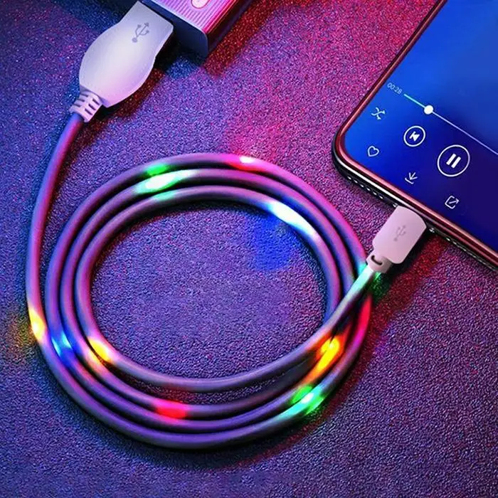 

TYPE-C Charging Cable Data Line Rhythm Lighting Intelligent Voice Control Fast 1m 26g Charge Flashing Light for Android