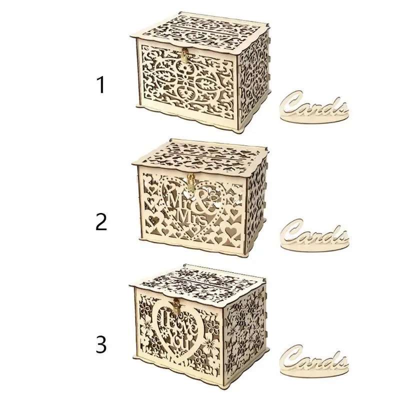 Креативный DIY свадебная открытка коробка деревянная коробка для денег с замком великолепное свадебное украшение поставки подарки для дня рождения