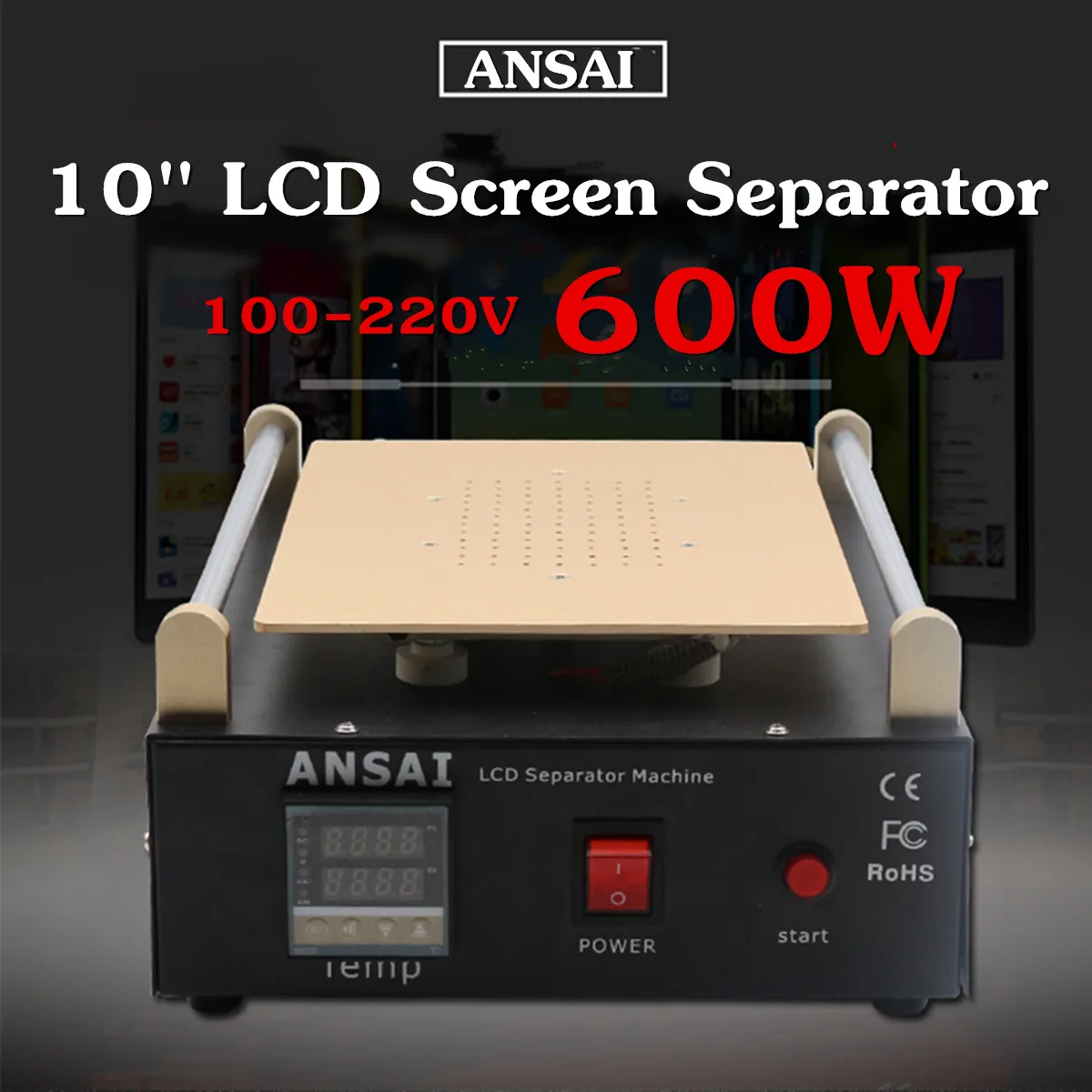 

Doersupp 10inch 100V-220V Screen Separator Auto Heating US Metal Plate Built-in Imported Suction Pump LED Display Anti Static