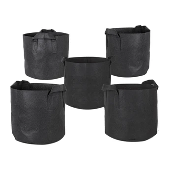 

Hot Sale 5-Pack 10 Gallon Grow Bags/Aeration Fabric Pots w/Handles (Black)