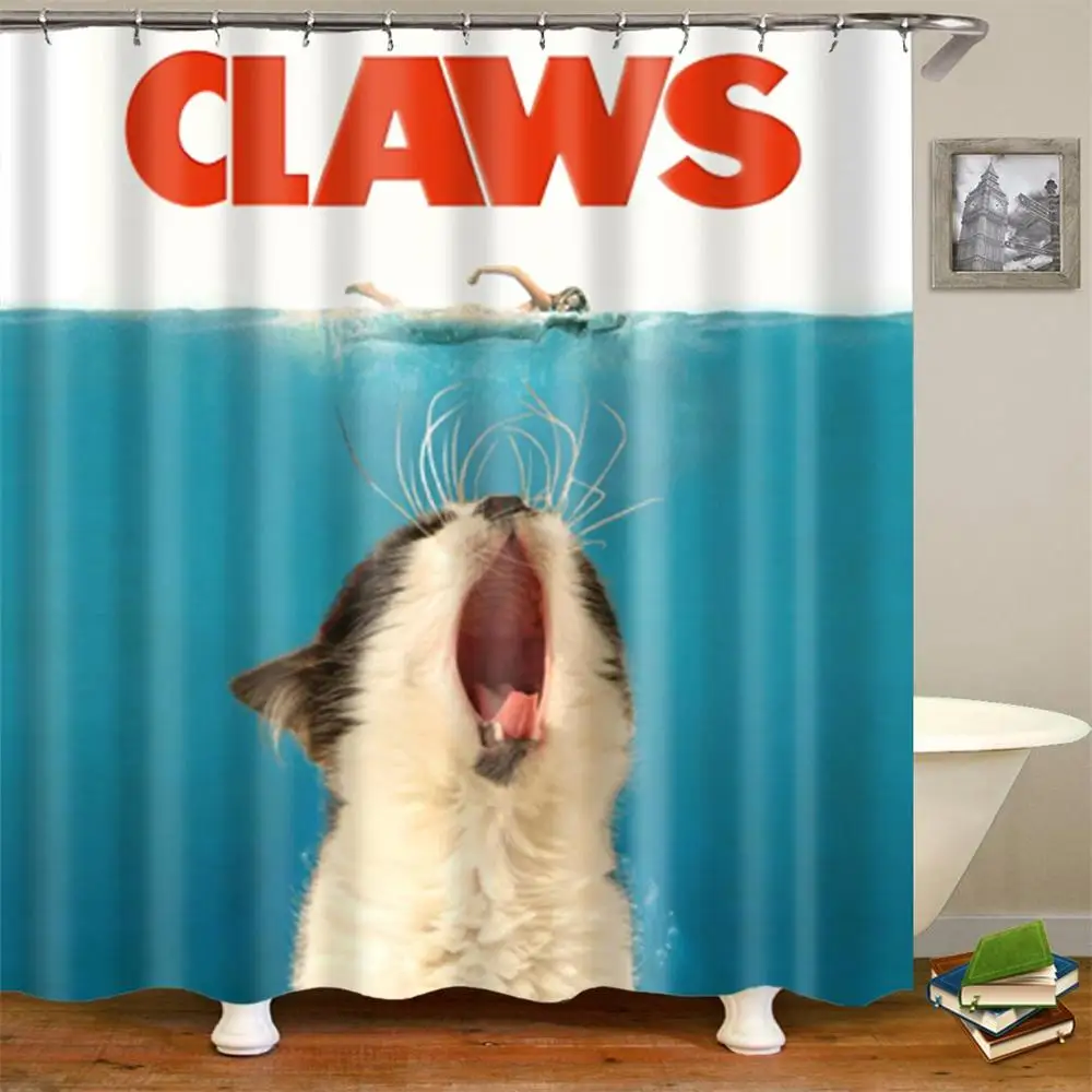 

Funny Claw Cat Kitten Animal Polyester Waterproof Anti-mildew Shower Curtain Bathroom with Hooks