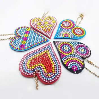 

1/4/5/6Pcs Diamond Painting Full Drill 5D DIY Love Heart Keychain Key Ring Embroidery Gift Cross Stitch Needlework