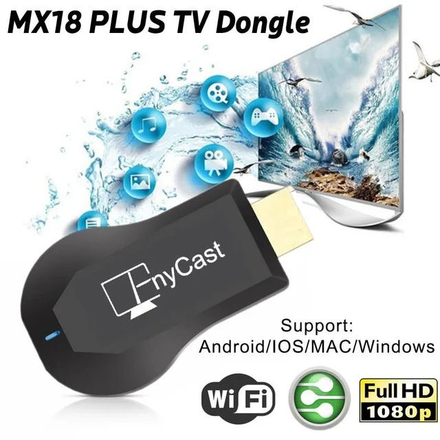 MX18 PLUS беспроводной дисплей ТВ ключ 2 ядра поддержка Netflix Youtube для Android/IOS/Mac/Windows 4G Wifi