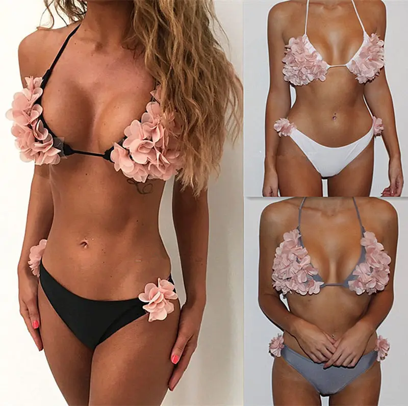 

HOT Womens Floral Summer e Push-Up Bikini Set Bandage Ruffles Tankini Monokini Swimwear Swimsuit Beachwear Bathing Suit