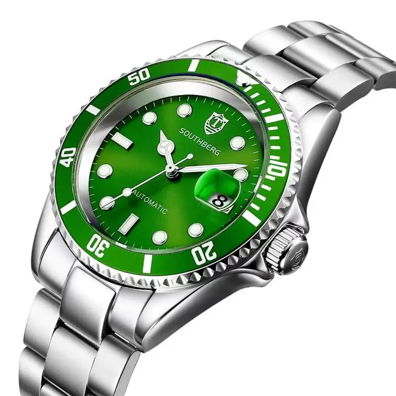 SOUTHBERG الرجال التلقائي الذاتي الرياح الميكانيكية Relogio Masculino الرجال ساعات آلية الأعمال المعصم الذكور ساعة SOUTHBERG الرجال التلقائي الذاتي الرياح الميكانيكية Relogio Masculino الرجال ساعات آلية الأعمال المعصم الذكور ساعة
