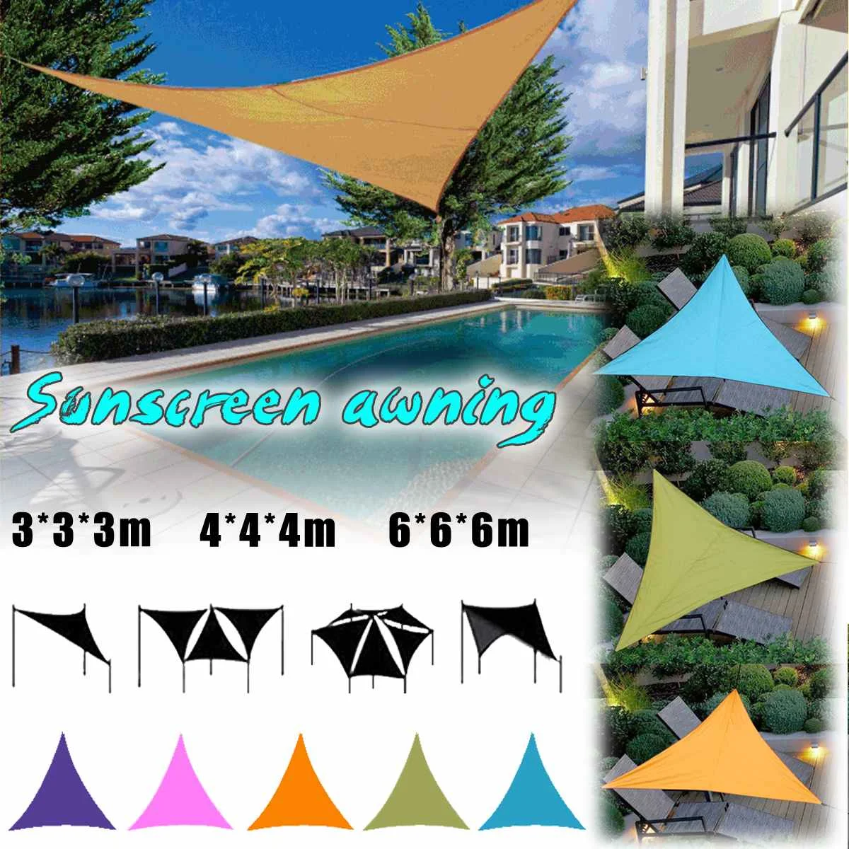 

3/4m Size Outdoor Shade Sunscreen Waterproof Triangular UV Sun Shade Sail Combination Net Triangle Sun Sail Tent Camping Garden