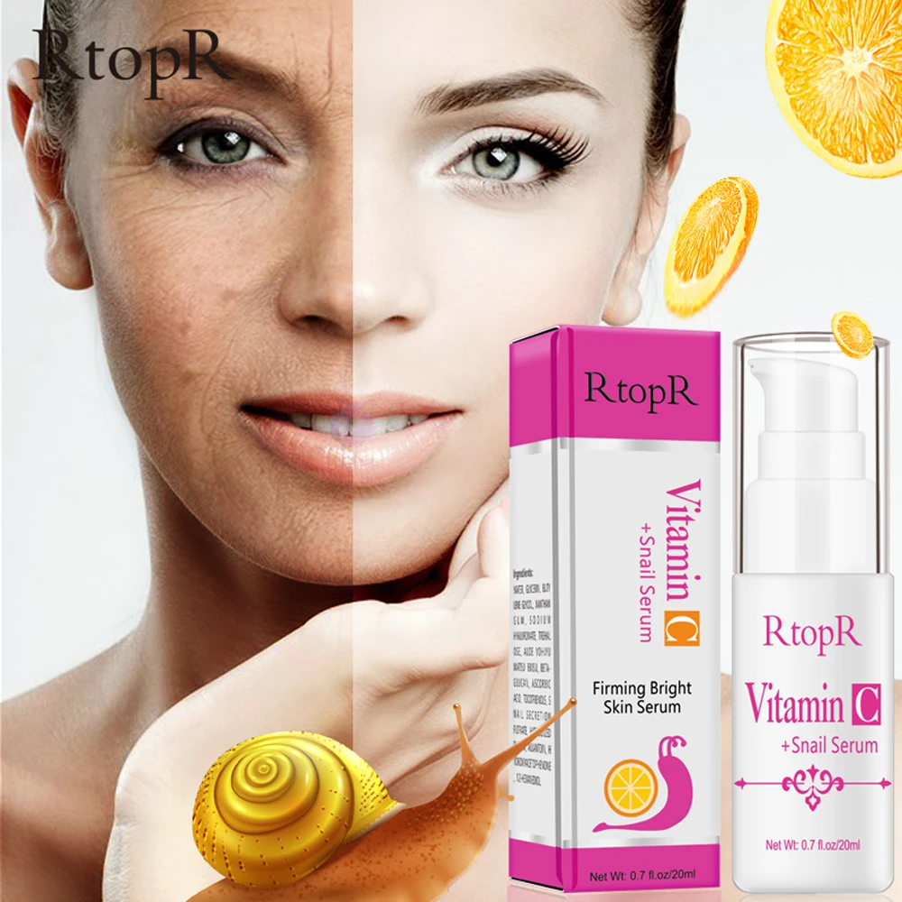 

VitaminC Snail Serum Rejuvenation Anti Wrinkle Firming Bright Skin Serum For Face Ance Treatment Snail VC Collagen Repair Serum