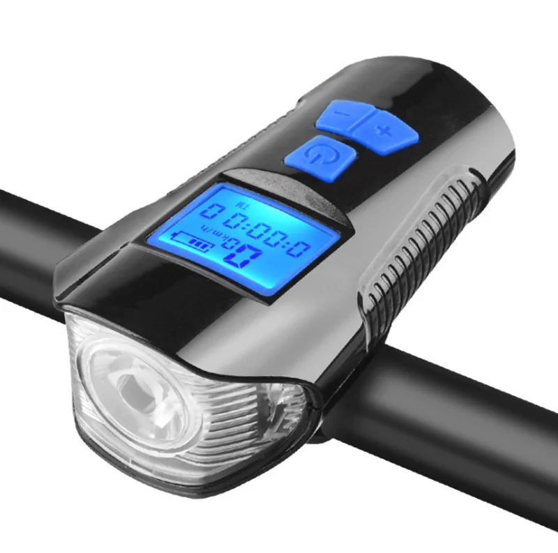 Discount Bike Light Intelligent with Horn Odometer USB Charging Bicycle Headlights Stopwatch Bell Code Table Waterproof LCD Display 1