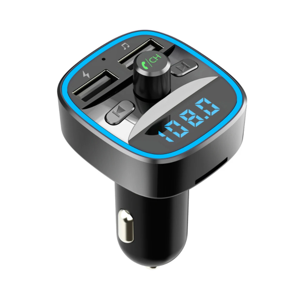 

SOONHUA Wireless Bluetooth 5.0 Audio adapter FM Transmitter LED Display Dual USB Charger Hands Free MP3 Player TF Card