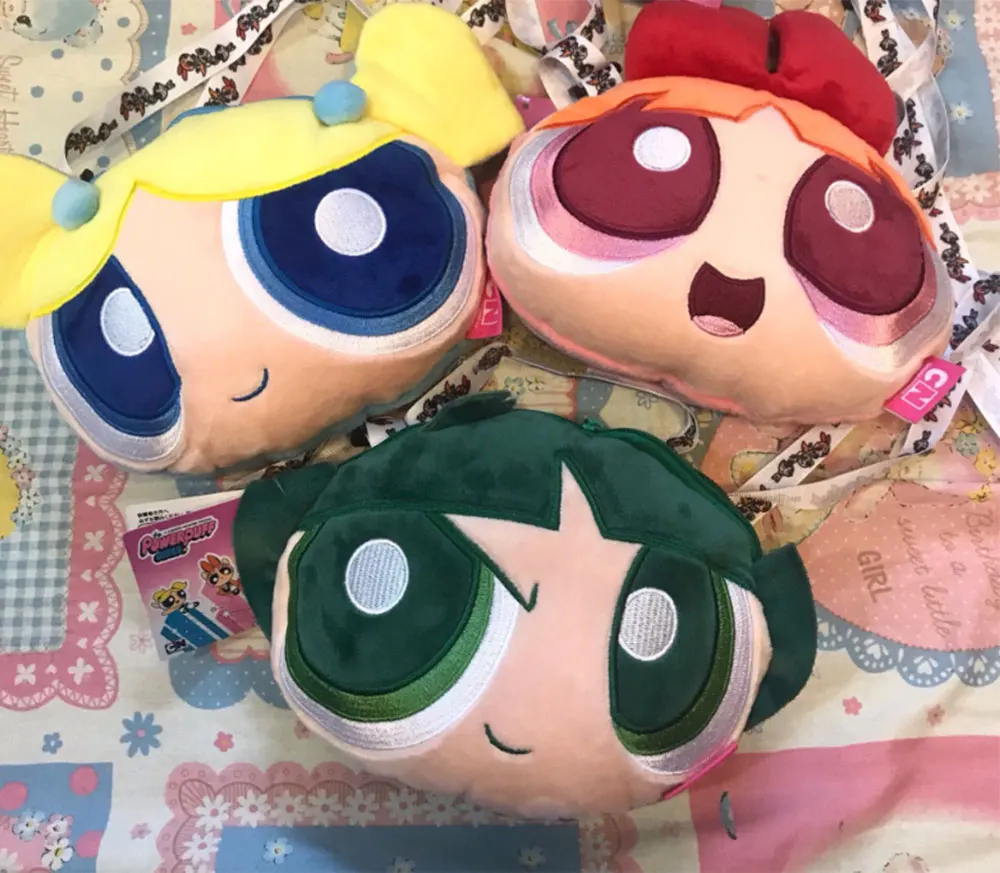 

FINETOYS The Powerpuff Girls Blossom Bubbles Symbol Plush Purse Wallet Diagonal Package Shoulder Bag Handbag Cosplay Gift Toy