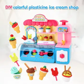 

3D Colorful Plasticine Ice Cream Shop Ice Cream Machine Set Children DIY Toys Play House Toy
