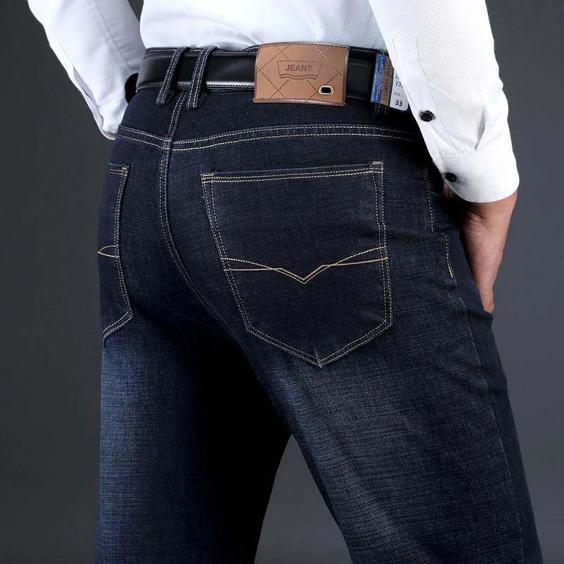 

Autumn Winter Fashion Mens Jeans Business Casual Straight Jeans Classic Trousers Denim Pants Male Brand Clothing High Quality