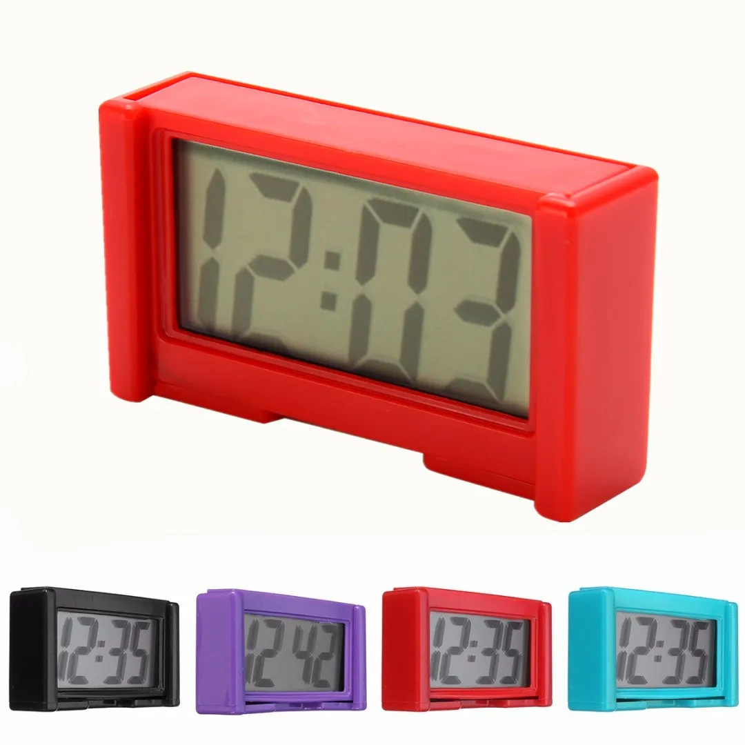 Car Clocks Osilly Mini Digital Clock For Car Dashboard, Battery Operated & Clear LCD Screen Time Display, Small Digital Clock With Self-Adhesive Bracket (Black Car Thermometer Inside