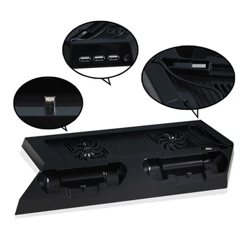 

Dual Charger Vertical Controller Dock Station Charging Bracket Stand + Cooling Cooler Fan + 2 USB Power HUB for Playstation4 PS4