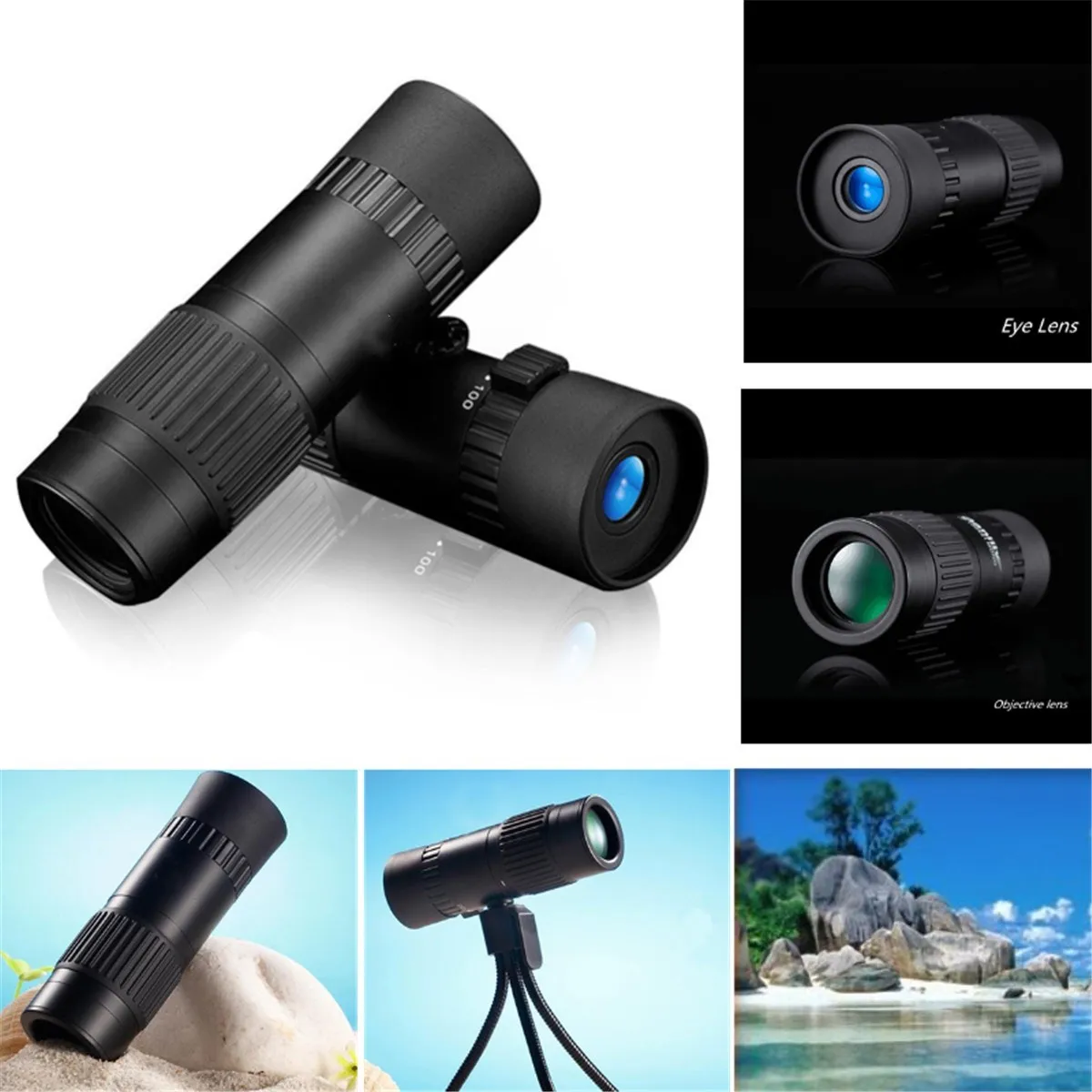10-100x21 Zoom Adjustable HD Night Vision Monocular Telescope Mini Camping Travel Scenery Spotting Scope With Tripod for Hunting 10-100x21 Zoom Adjustable HD Night Vision Monocular Telescope Mini Camping Travel Scenery Spotting Scope With Tripod for Hunting