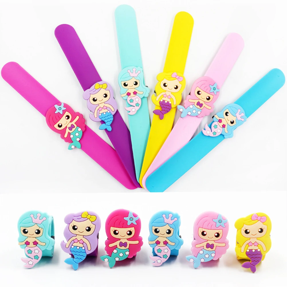 

6PCS Bookmark Mermaid Party Decoration Wristband Bracelet Mermaid Hair Clip Decorations Cute PVC for Birthday Party Children