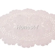 Белый 11," x 17" ручной работы Овальный крючком хлопок кружева стол салфетки