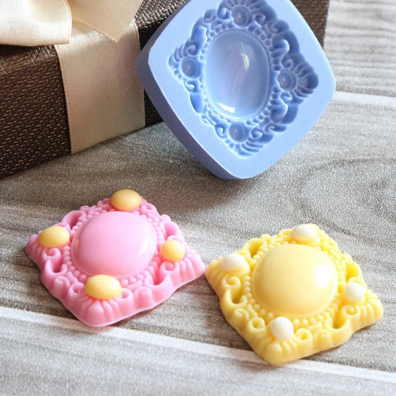 3D Mirror Silicone Mold Vintage Brooch Sugarcraft Fondant Cake Cookie Chocolate Cake Mould Decorating Tools For Wedding Birthday