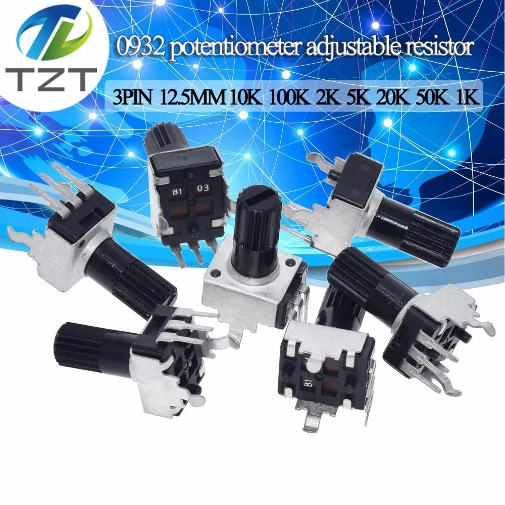 

10pcs Rv09 Vertical 12.5mm Shaft 1k 2k 5k 10k 20k 50k 100k 0932 Adjustable Resistor 9 Type 3pin Seal Potentiometer