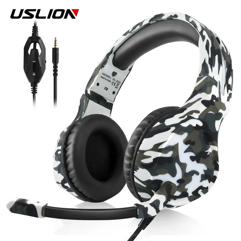

USLION Gaming Headset With Microphone For PS4 Fashion Camouflage Gaming Headphones Earphone For Xbox One X S Nintendo Switch
