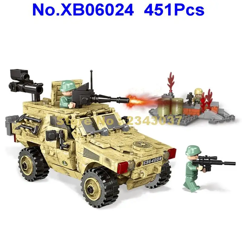 

XB06024 451PCS Military Wheeled Armored Vehicle Car Building Blocks Toy