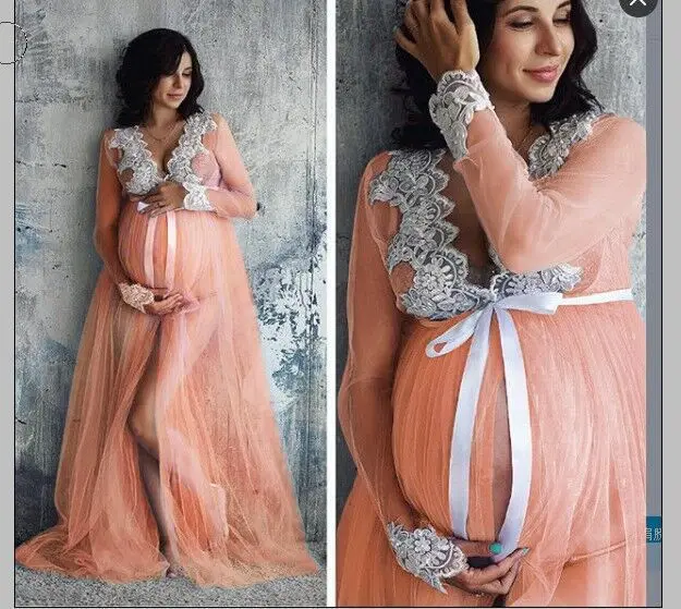 

Photo Shoot Dress Maternity Clothes photography Clothing Women Long Vestido Belt Lace Large Size Pregnancy Autumn Winter Dress