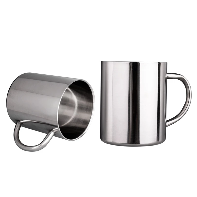 

Tea Cup Stainless Steel Double Wall Mugs 400Ml(13.5Oz) For Drinking Tea Coffee Hot Soup Set Of 2