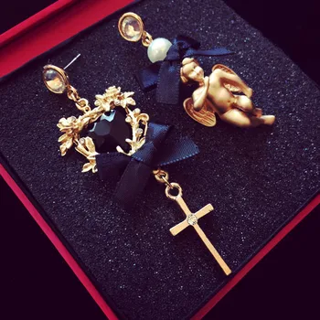 

Gold Baroque Earrings For Women Pendientes Mujer Moda 2018 Korean Earrings Female Butterfly Knot Angel Long Jewelry Oorbellen