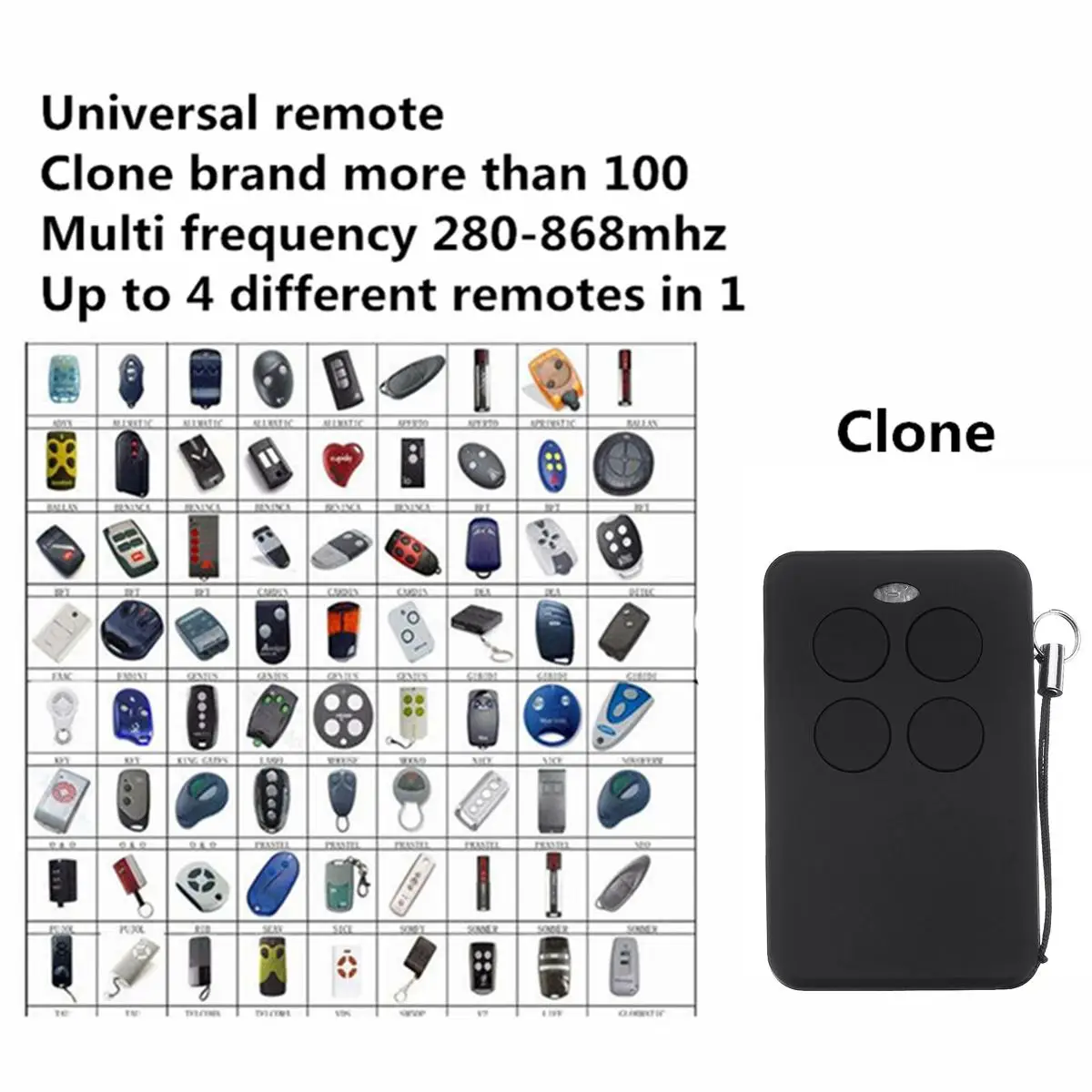 

Universal Multi frequency copy 280-868mhz rolling code garage door remote control duplicator Fixed Rolling Code Garage Door