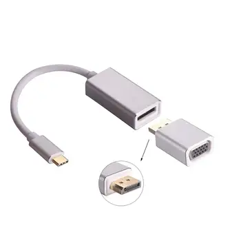 

Usb C To Displayport(Dp) Vga Adapters, 3-In-1 Usb3.1 Type C To Displayport 4K Cable,Displayport To Vga 1080P Converter For Mac