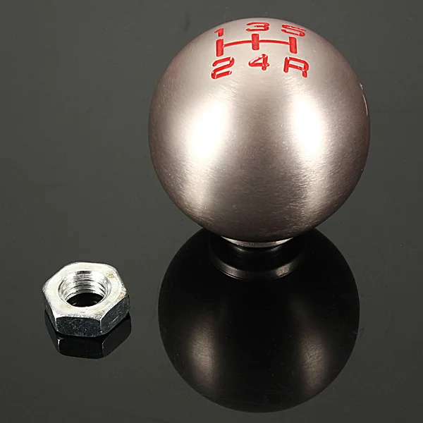 Aluminum Shift Knob 6 Speed Gear M10x1.5 Thread for Honda Silver Round Shifter