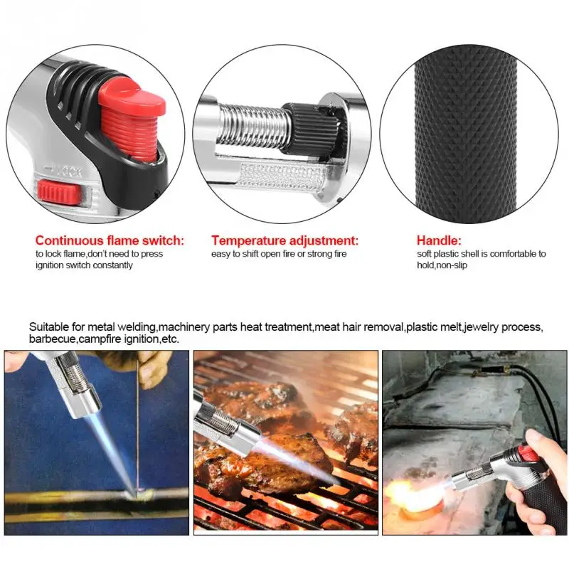 

Adjustable Flame Outdoor Barbecue Butane Micro Torch Refillable Gas Cigar Lighter Black good