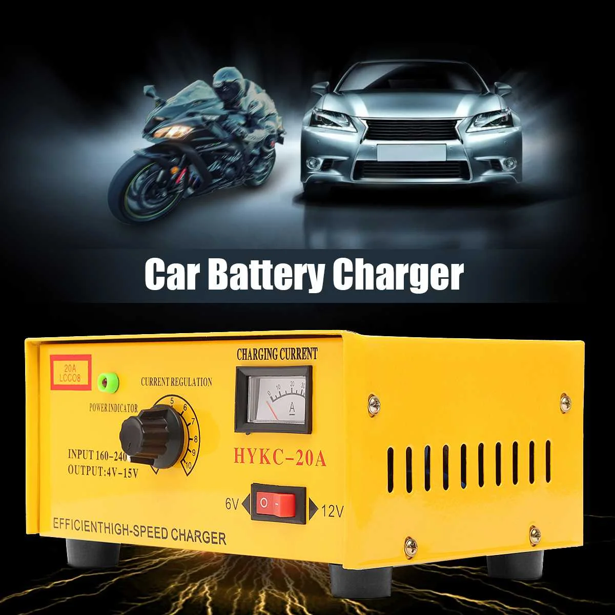 

12V Intelligent Full Automatic Car Battery Charger 20A Repair Tool Smart Fast Power Charging for Car Motorcycle Bus Truck
