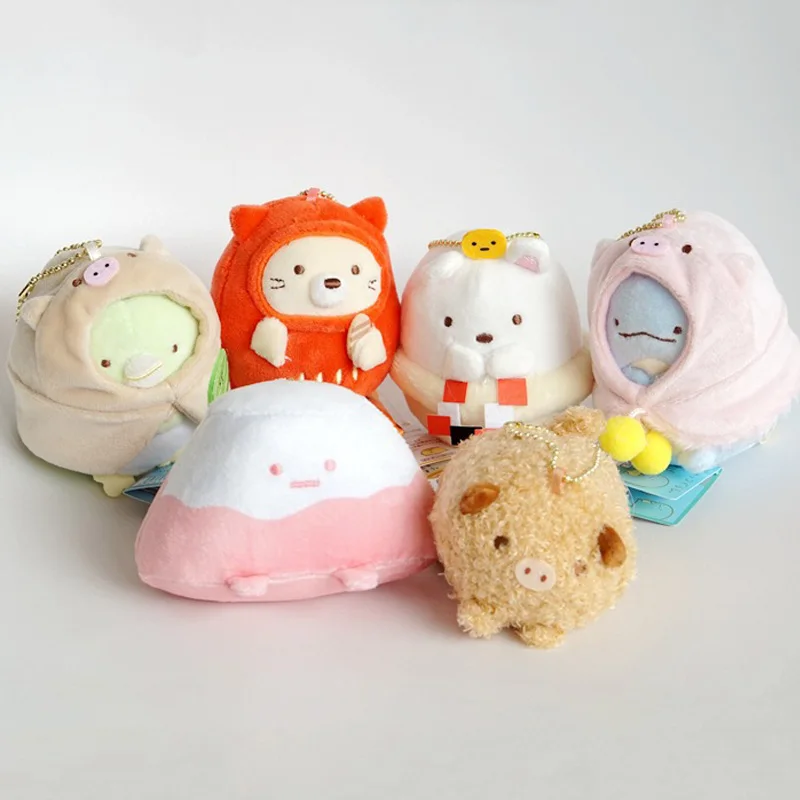 

Kawaii 8Cm Cosplay Pig Series Sumikko Gurashi San-X Keychain Cloak 6Pcs/Set Plush Stuffed Toy Christmas Gift For Girls Children