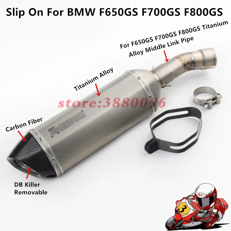 

Motorcycle Full Exhaust System Slip on For BMW F650GS F700GS F800GS Titanium Alloy Carbon Fiber Exhaust Muffler Pipe