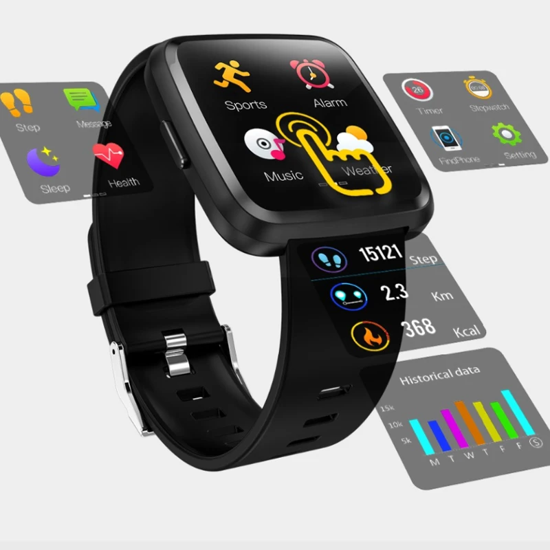 New Y7P Smart Watch Men Heart Rate Monitoring Sphygmomanometer Fitness Bracelet waterproof Pedometer woman Smartwatch PK CY7 PRO