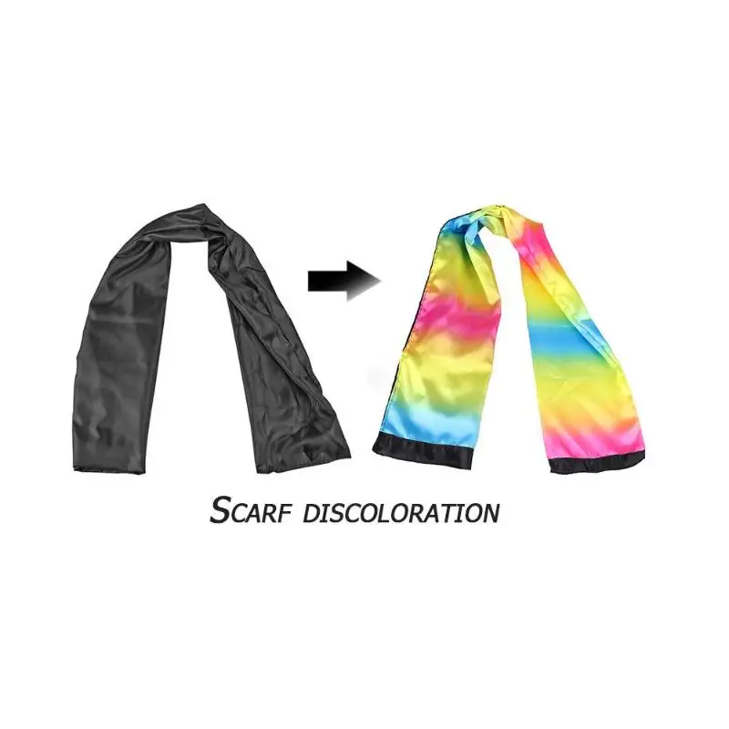 

Children Practical Novelty Stage Close Up Magic Trick Props Magical Black to Rainbow Silk Scarf Kids Color Changing Scarf Toys