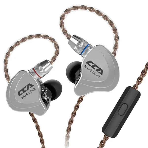 CCA C10 4BA + 1DD гибридные наушники вкладыши HiFi спортивные с микрофоном съемные