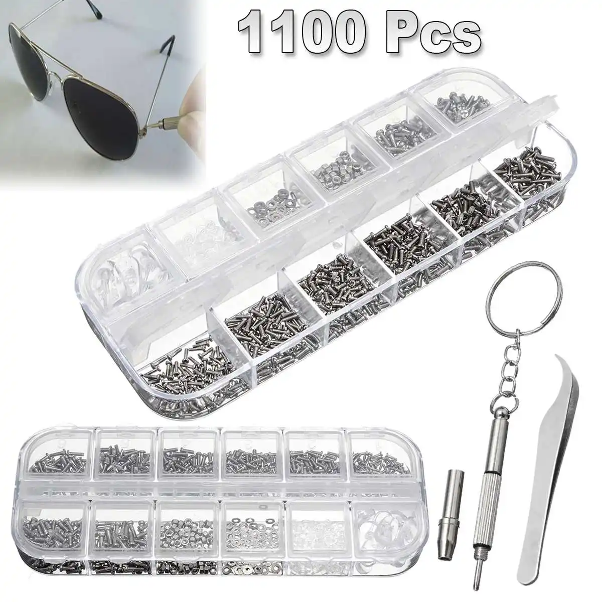 1100pcs Tiny Screws Stainless Kit Repair Part Tools For Watch Eye