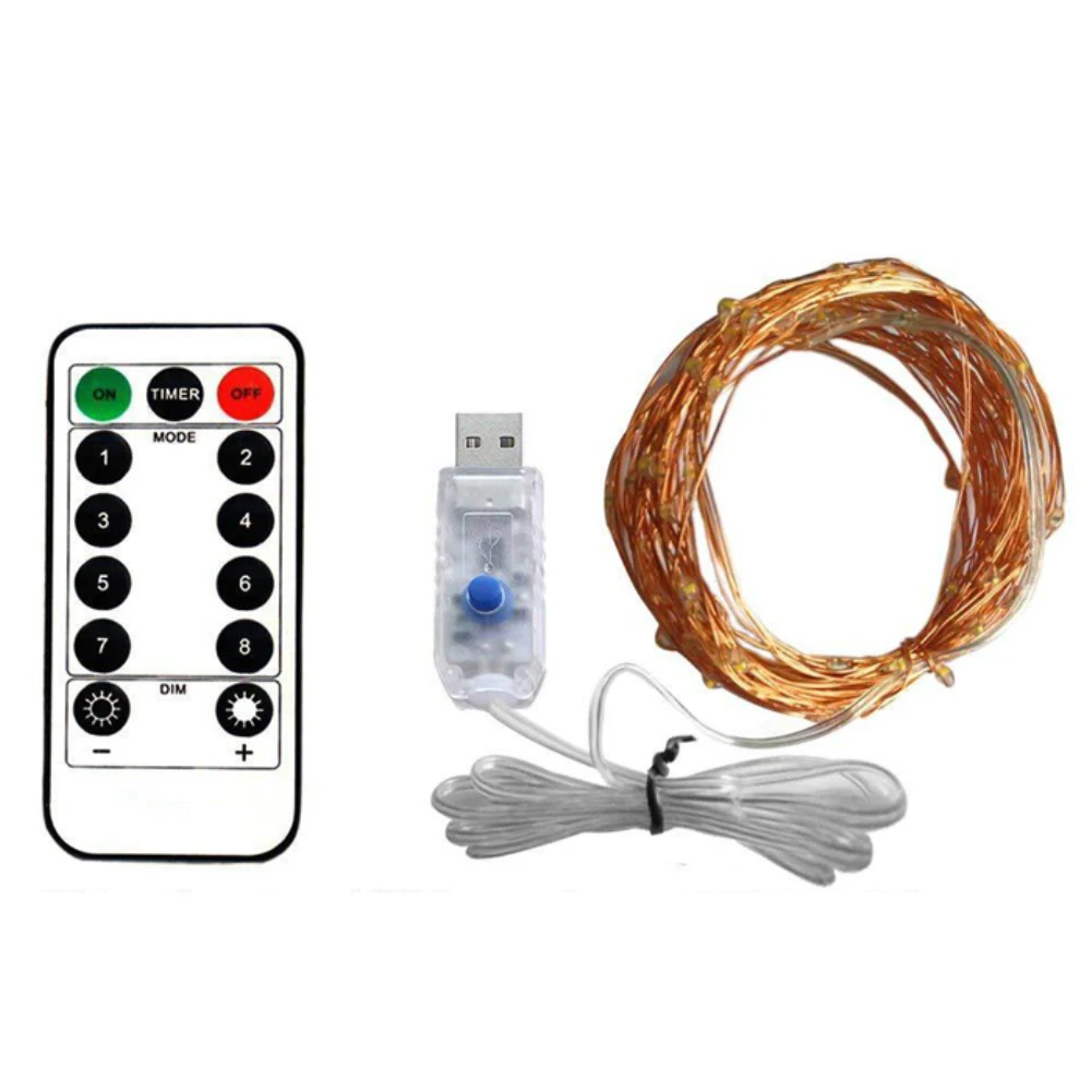 #cheap 5M 10M Copper Wire LED Light Strip DC 5V USB Remote Controller Dimming Background Light Flexible Tape Ribbon For Christmas