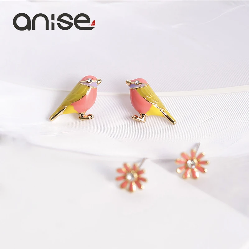 Женские серьги гвоздики с кристаллами Anise в виде цветка ромашки стразы 4