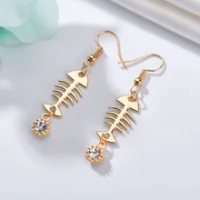Unique Fish Bone Shinning Rhinestone Women Drop Earrings Individuality Girls Cute Pattern Drop Earrings Jewelry Accessory Unique Fish Bone Shinning Rhinestone Women Drop Earrings Individuality Girls Cute Pattern Drop Earrings Jewelry Accessory