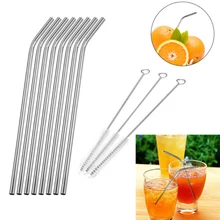 Многоразовый металлический соломинки Нержавеющая сталь крепкий изогнутые прямые соломинка для напитков с щеткой для чистки бар вечерние аксессуары