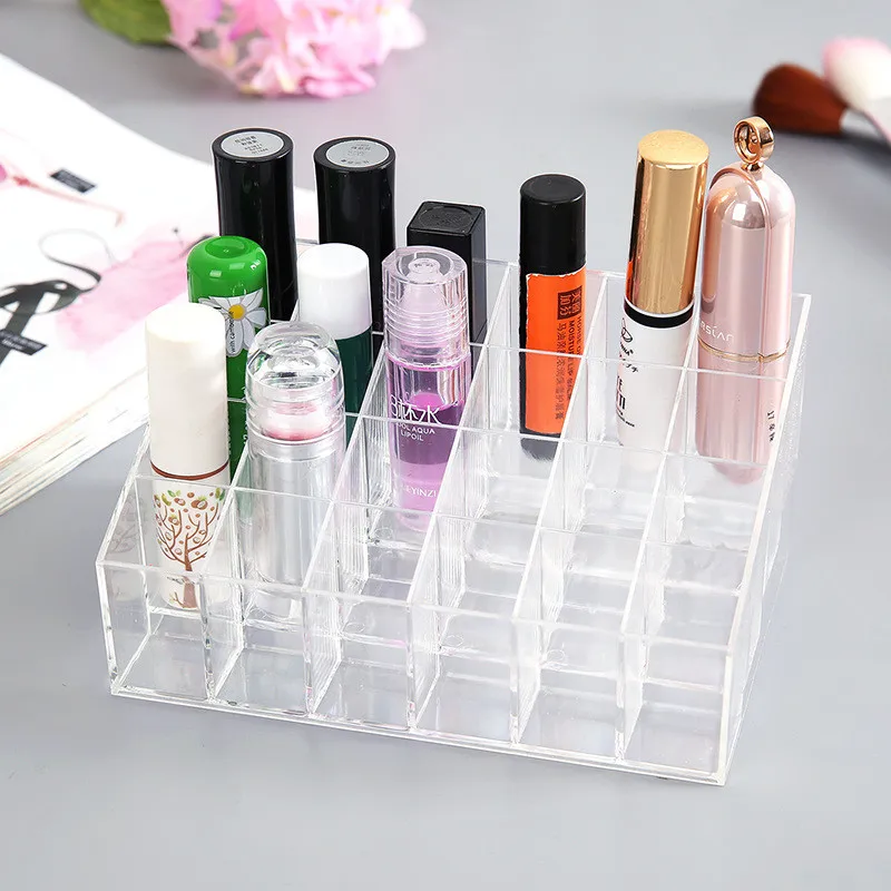 New 24 Grids Acrylic Makeup Organizer Lipstick Cosmetic Box Storage Box Jewelry Box Case Holder Display Stand Make Up Organizer