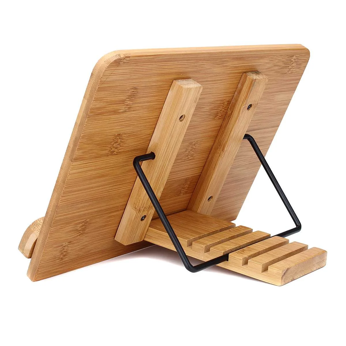  Portable Adjustable Book Holder Tray and Page Paper Clips-Cookbook Reading Desk Sturdy Bookstand-Te