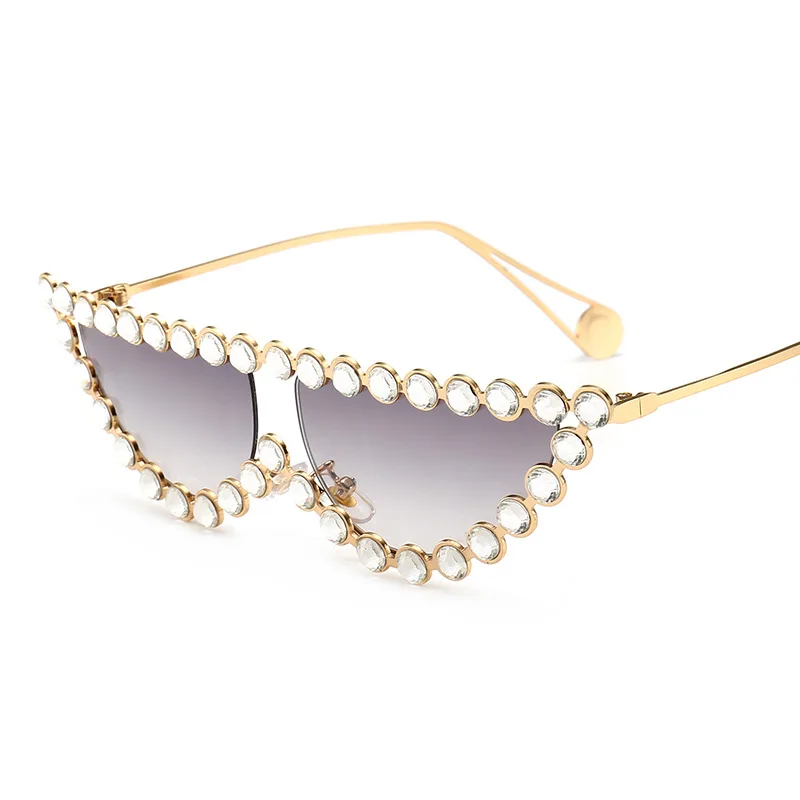 Роскошные брендовые дизайнерские женские солнцезащитные очки, кошачий глаз, модная оправа из сплава, женские Стразы, солнцезащитные очки для женщин, UV400