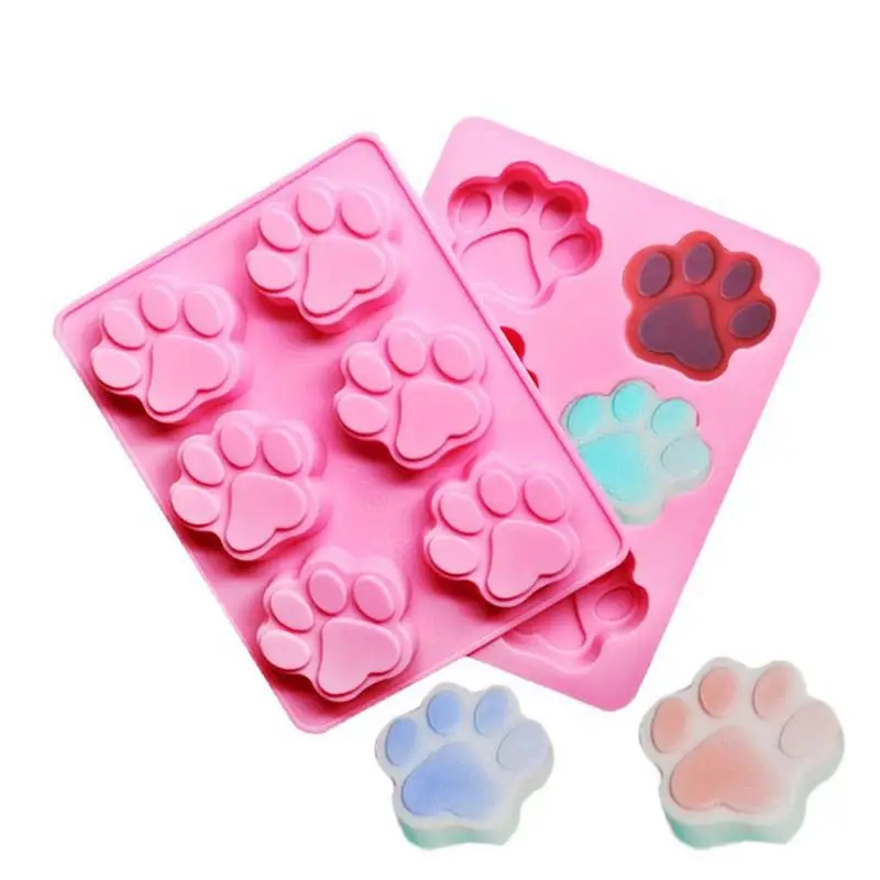 

6 Cavities Cat Feet Handmade Soap Mold Silicone Mold DIY Kitchen Baking Tool Cake Mold Silicone Moulds For Soap Home Supplies